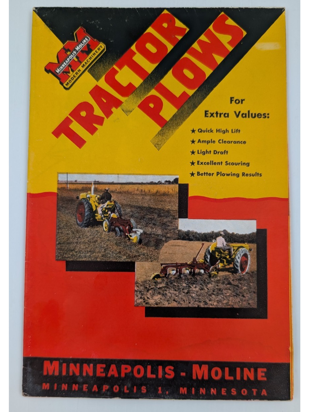 Minneapolis Moline MM Tractor Plows Brochure Booklet Advertising
